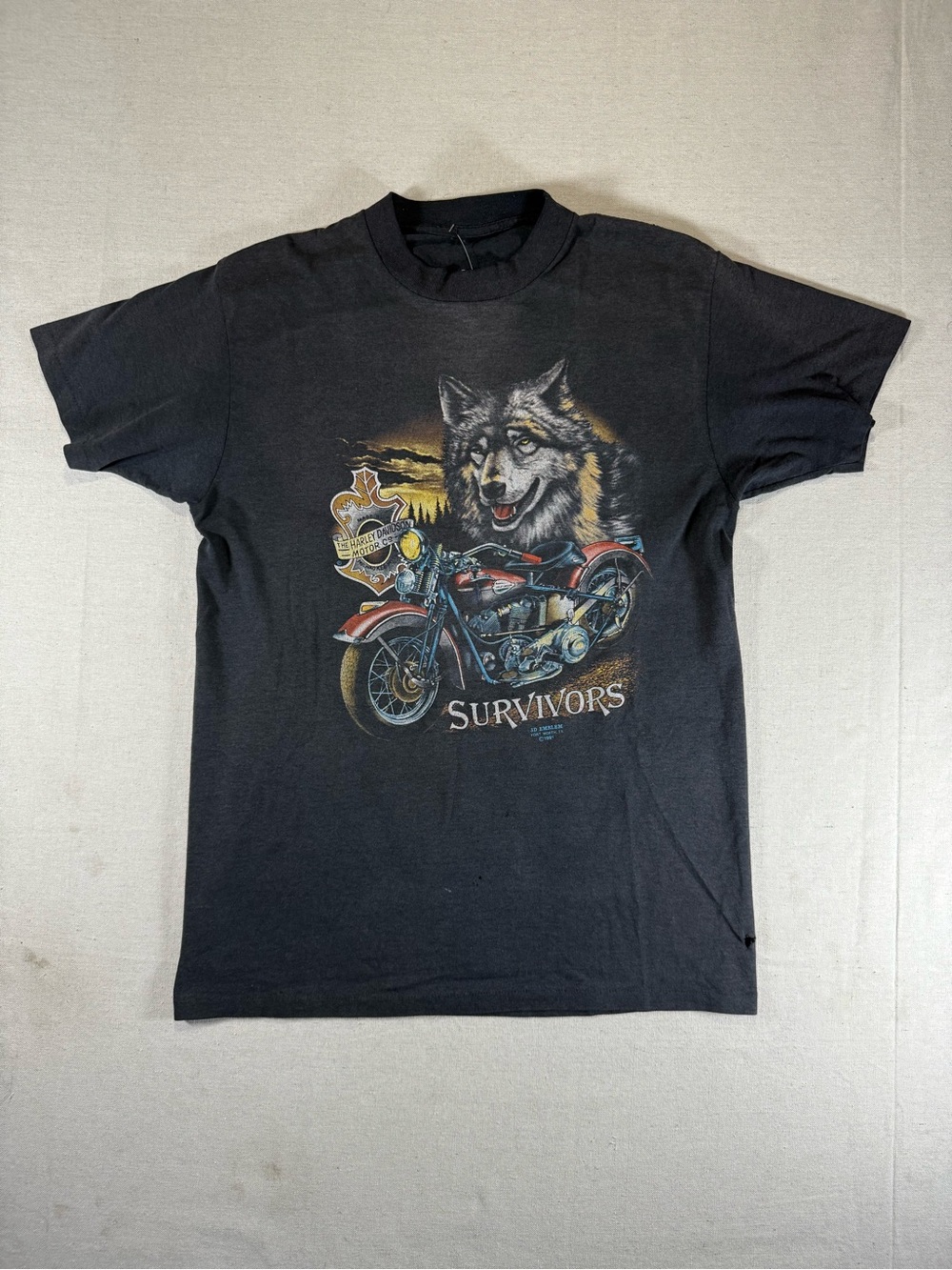 Vintage 3D Emblem Harley-Davidson Survivors Shirt 1991 Made in USA Shirt